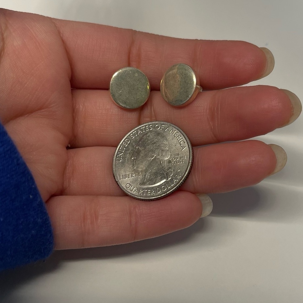 Sterling Silver Stud Circle Statement Earrings - image 4